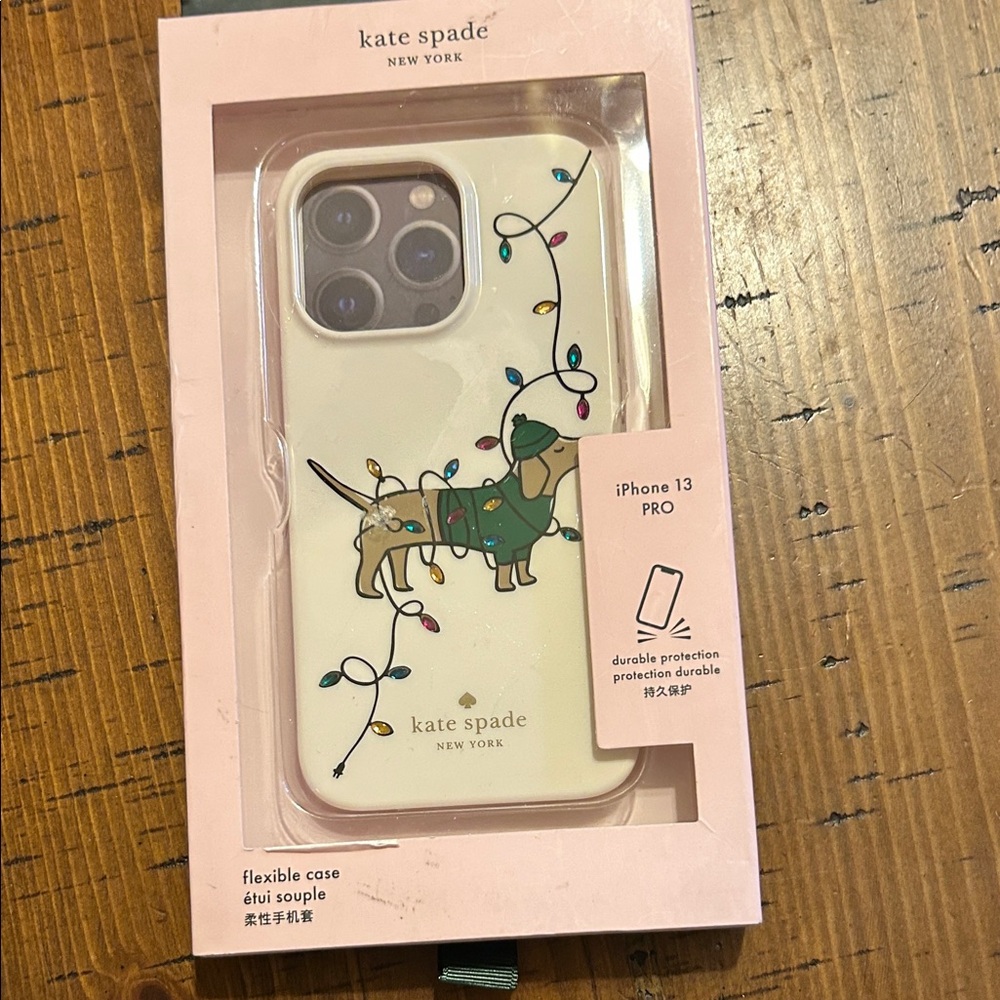 kate spade iPhone 13 Pro Case - Cream with Festive Design